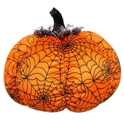 Halloween Plush Webbed Pumpkin Decor - Orange or Purple