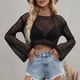 thumbnail image 3 of Top de malla transparente,Top de malla para mujer, Top de red con cuello redondo, camisa de rejilla para mujer, construcción robusta, 3 of 5