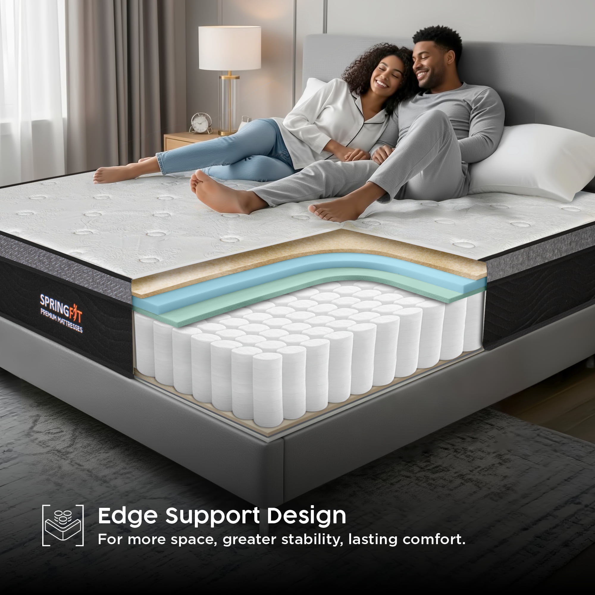 Springfit 10" Hybrid Mattress in a Box, Medium Firm, Pocket Spring, CertiPUR-US®, Twin