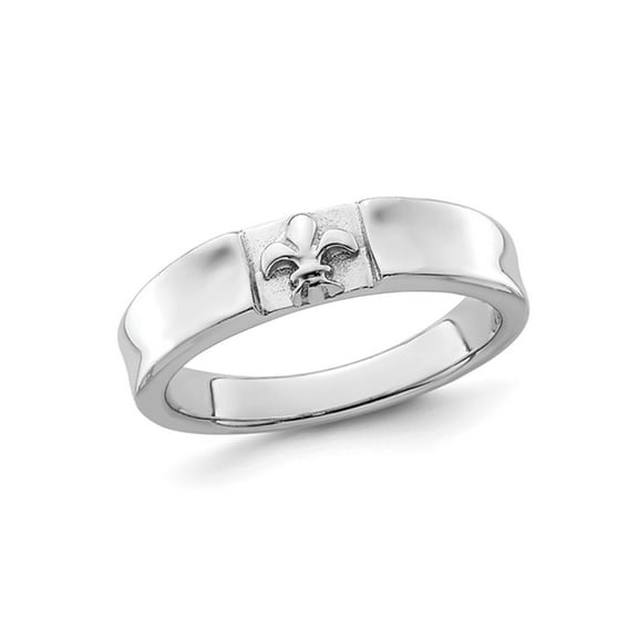 Gem & Harmony Polished Sterling Silver Fleur-de-Lis Band Ring for Women