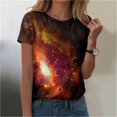 thumbnail image 2 of vigerkar Cute Tops for Women Galaxy Space Print Petite Shirts Casual Short Sleeve Crewneck Graphic Tees Blouses (Coffee, M), 2 of 5