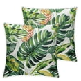thumbnail image 2 of Acheng Summer Green Leaves Throw Pillow Cover Tropical Palm Leaf Pillow Covers Summer Farmhouse Decorative Pillow Covers for Couch Outdoor Living Room Patio Set of 2 White, 2 of 6