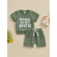 thumbnail image 2 of Infant Boys Summer Shorts Sets Short Sleeve Letter Print Tops and Solid Color Drawstring Shorts Sets, 2 of 8