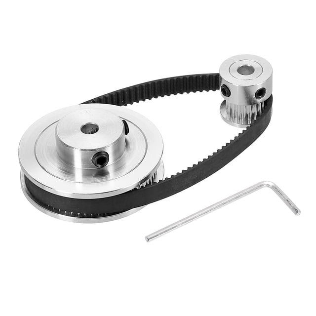Distribución Polea 20 y 60 Dientes 5mm Interior Diámetro Sincrónica Rueda con Correa y Llave para 3D Impresora, CNC Máquina, 1 Juego