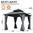 thumbnail image 3 of Howsvn 8.5 x 8.5 ft. Patio Cedar Wood Gazebo, Outdoor Double Roof Hardtop Wooden Gazebos with Curtains and Netting for Backyard, Deck, 3 of 10