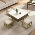 thumbnail image 5 of Modern Lift-Top Coffee Table Set with Storage & 4 Ottomans|White & Walnut, 5 of 10