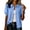 Blue, variant on Cotton Linen Top for Women Peter Pan Collar Short Puff Sleeve Button Shirts Summer Dressy Casual Outfits Coffee L