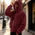 thumbnail image 6 of Burgundy Wine Warm Fuzzy Plain Casual Hood for Mens Fall Winter Long Sleeve Jacket Hoods Outfit Sweatshirts Man Zip Up 2026 M, 6 of 7
