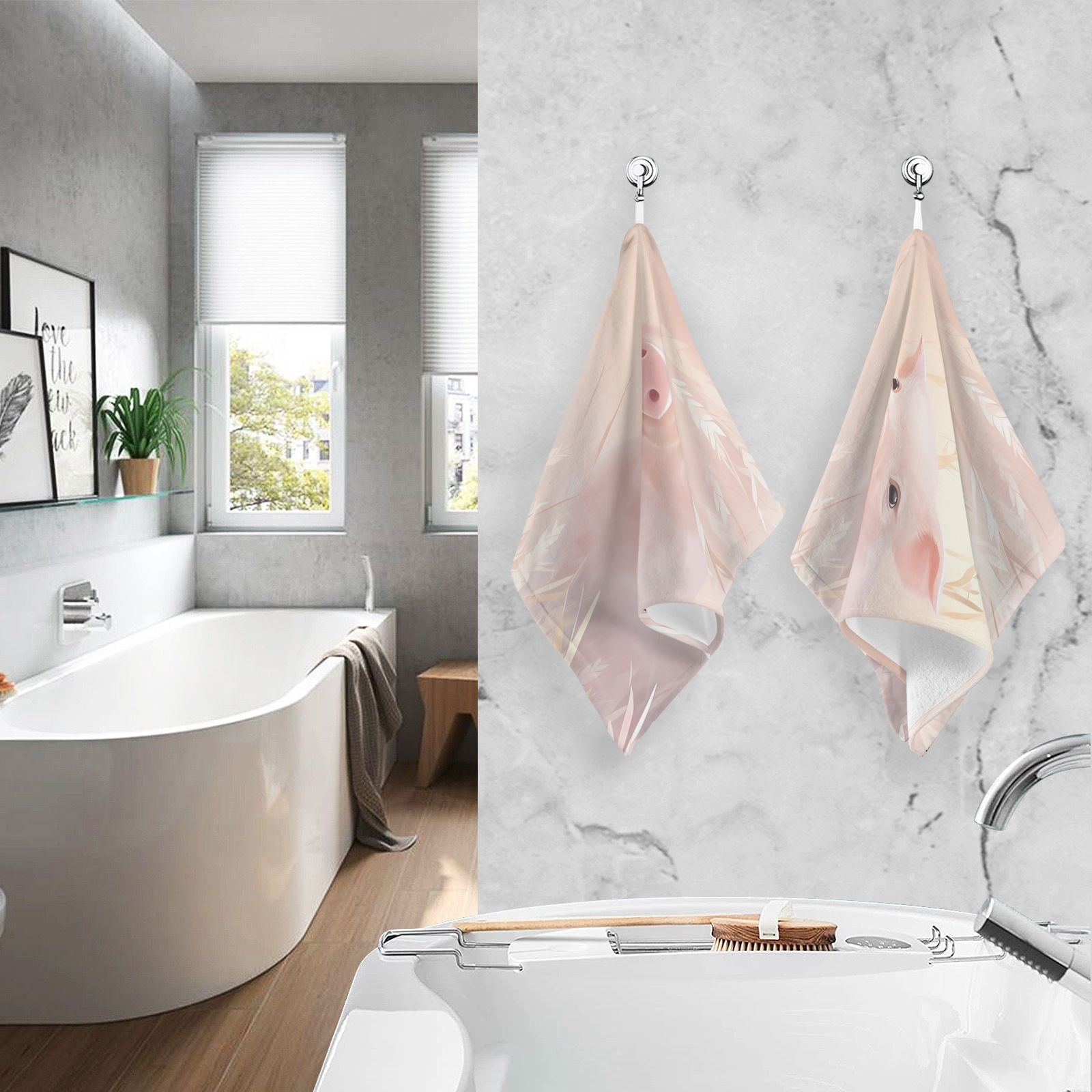 Piggies Pig Wheet Hand Towel Bath Towels Face Towels Cotton Absorbent for Home Hotel Spa Swimming Yoga Sports Decorative Towel Set of 2
