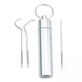 thumbnail image 1 of Palillos de dientes portátiles,Kit de palillos de dientes de acero inoxidable 304 Uso de hilo dental,Colgante de palillo de dientes de metal Selección de hilo dental de tubo, 1 of 8