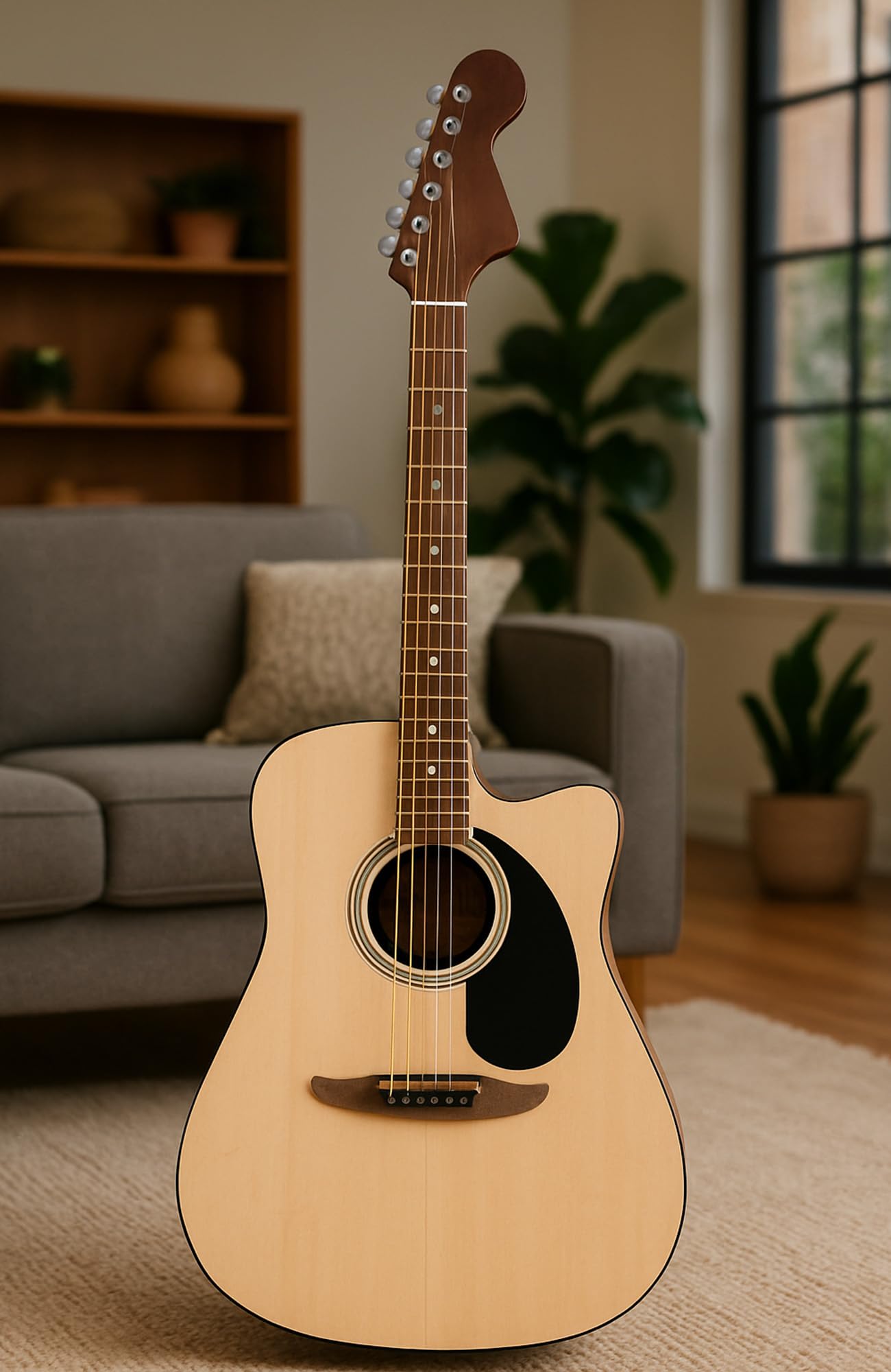 Fender California Standard Redondo CE Acoustic-Electric Guitar - Natural Bundle with Case, Tuner, Strap, Strings, String Winder, Picks, and Austin Bazaar Instructional DVD