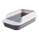 thumbnail image 4 of Caja de arena para gatos de interior, bandeja de arena para mascotas con parte superior abierta, arenero para gatos resistente y alto Blanco y Gris, 4 of 9
