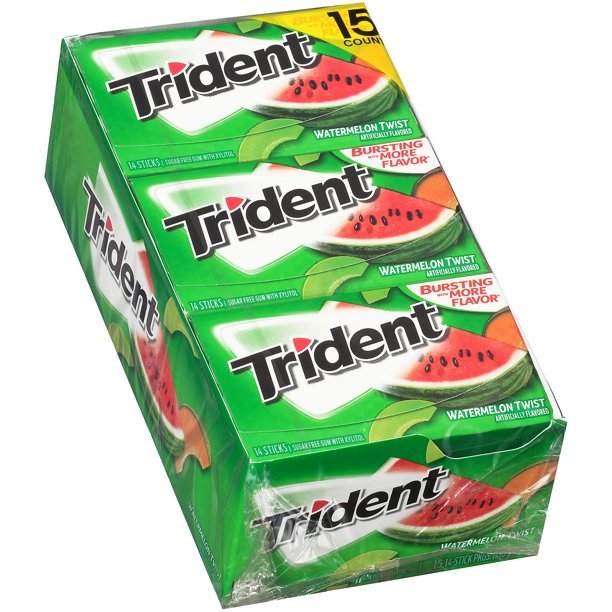 Trident Watermelon Twist Sugar Free Gum, 15 Packs of 14 Pieces (210