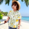 thumbnail image 2 of Toddler Boys Short Sleeve Summer Casual Cartoon Prints Gentleman Tops Hawaii Beach Holiday Floral Shirts T Shirt Yellow Size 6-12 Months, 2 of 7