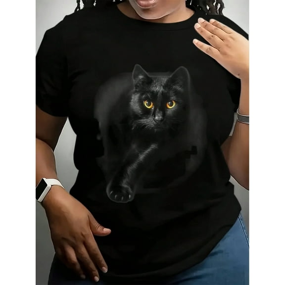 Black Cat Yellow Eyes T-Shirt Cats Tee Shirt Gifts - Gift For Cat Lovers - Funny Cat Shirt - Cat Shirt For Women - Cat Shirt