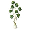 thumbnail image 3 of 5ft/6ft/7ft  Tall Fake Plant Indoor,Artificial Umbrella Schefflera Tree in White Pot with Multiple Trunks Design, Faux Floor Tree Fake Trees for Home Offices Porch Decor, 3 of 9