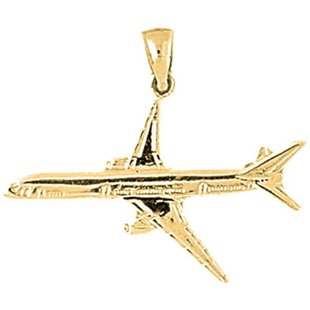 18K Yellow Gold Airplane Pendant - 25 mm