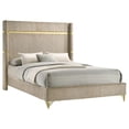 thumbnail image 7 of Pemberly Row Fabric Upholstered Queen Wingback Panel Bed Beige, 7 of 7