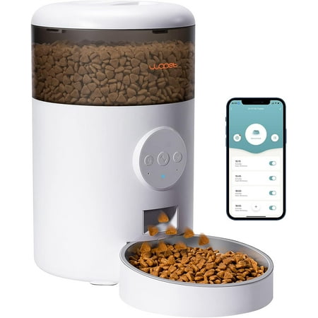 WOPET Automatic Pet Cat Dog Feeders, Wi-Fi Enabled with APP Control, Up to 15 Meals per Day, 4L