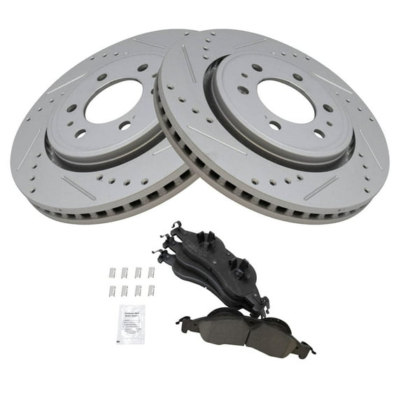 TRQ Front Performance Brake Pad & Rotor Kit Brake Pads Brake Rotors Set Ceramic Premium G-Coated Fits Select 2007-2009 Ford Expedition Lincoln Navigator