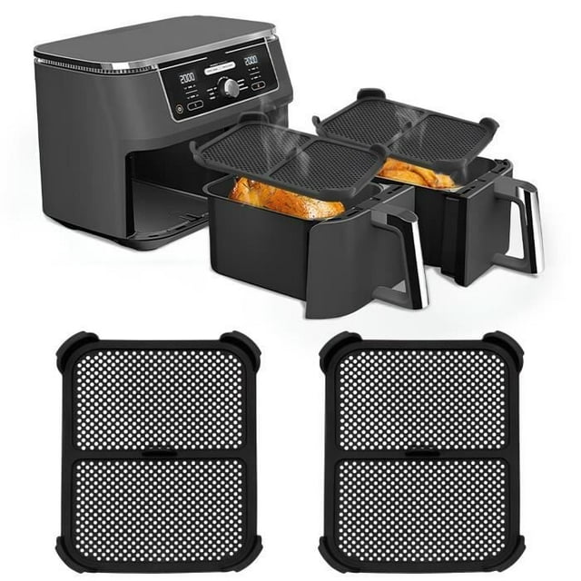 2 Pcs Air Fryer Anti Splatter Accessories for Ninja AF400EU & AF451EU, Reusable Silicone, Prevents Grease Splashes