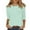 198# Light Blue, variant on DENGDENG Womens Tops 3/4 Sleeve Plus Size Round Neck Casual T Shirts Solid Color Elbow Summer Blouses Cute Three Quarter Length Tunic Tops Business {444} with Pocket Dark Green L