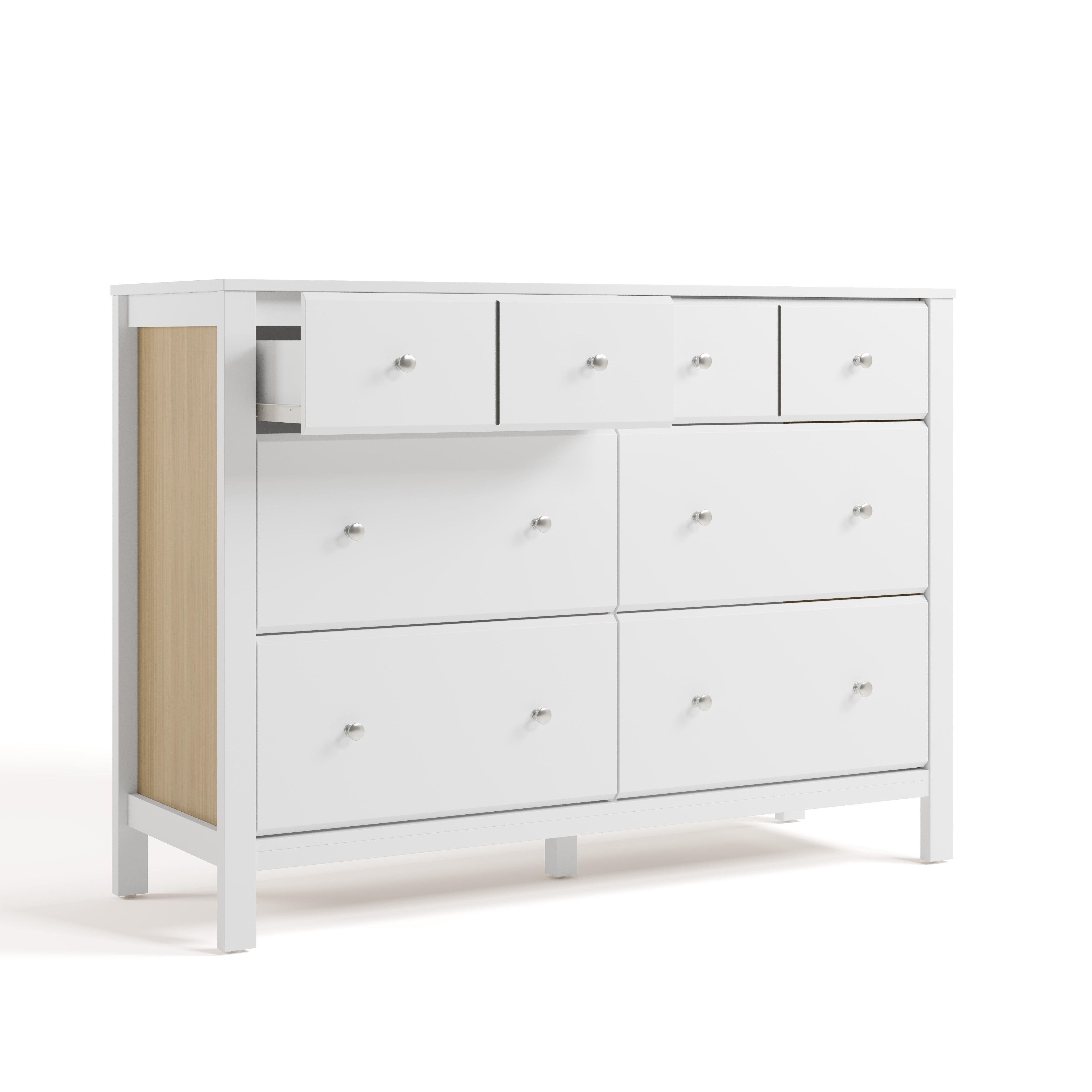 Storkcraft Horizon 6 Drawer Nursery Double Dresser, White with Driftwood