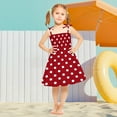 thumbnail image 3 of Girls Casual Dresses Spaghetti Straps Princess Sundress Polka Dots Print Casual Tie Shoulder Sleeveless Smocked Beach Holiday Dresses 1-6T New Red 3T, 3 of 5