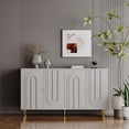 thumbnail image 3 of Caulitar Buffet Cabinet Farmhouse Sideboards Storage Cabinet, 4 Doors Adjustable Shelves, Rustic Coffee Bar Cabinet, Wood Accent Cabinet for Kitchen Cupboard Dining Living Room, 3 of 8