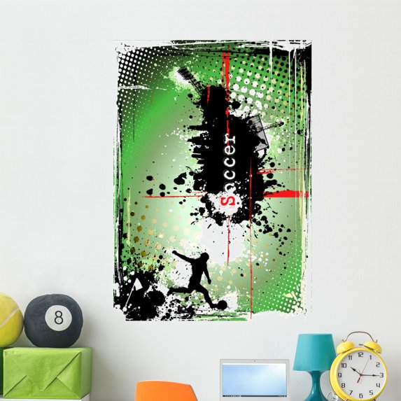 Dirty Soccer Poster Wall Mural by Wallmonkeys Peel and Stick Graphic (48 in H x 34 in W) WM91775