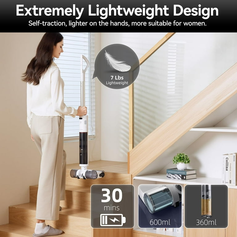 JONR S20 Pro　湿乾両用コードレスフローリングクリーナー JONR S20 Pro Cordless Wet Dry Vacuum and Mop, 15000Pa, White