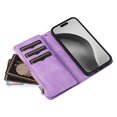 thumbnail image 4 of Dteck Zipper Wallet Case for iPhone 16 Pro Max,Magnetic Leather 9 Card Slots Wallet Case Shockproof Kickstand Full Body Protection Cover with Wrist Strap for iPhone 16 Pro Max,Purple, 4 of 7