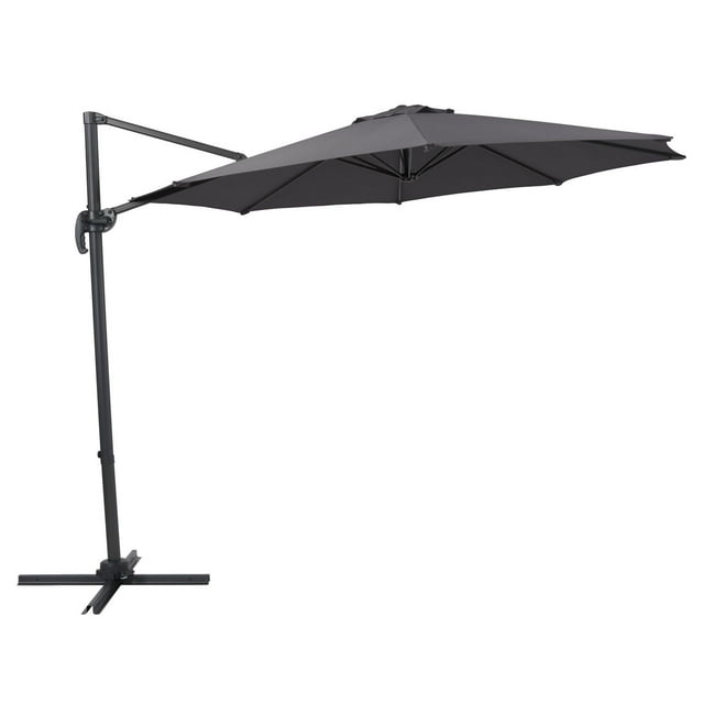 CorLiving 9.5ft Offset Tilting and Rotating Outdoor Umbrella with Aluminum and Steel Frame and Durable Canopy