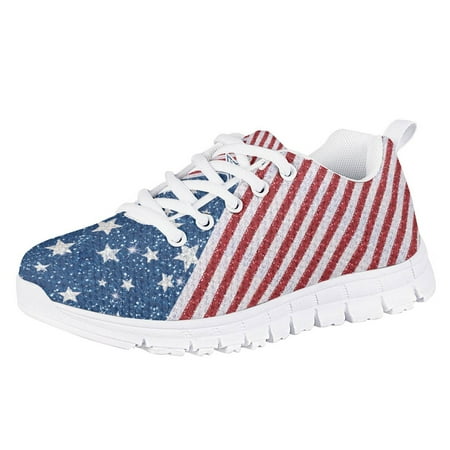 

ZOCAVIA Flag Printing Sneakers Girls Size 11.5 Mesh Breathable Kids Tennis Running Shoes Outdoor Sport Shoes Walking Shoes Lightweight