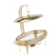 thumbnail image 1 of Juego de buffet con plato para calentar alimentos con tapa colgante, elegante calentador de alimentos de vidrio, metal y dorado 3 litros, 1 of 9