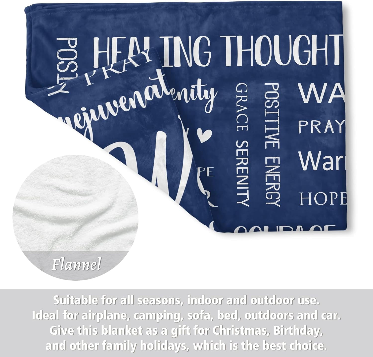 Warm Hugs Healing Blanket - Breast Cancer Gifts for Women, Get Well Soon, Feel Better Gifts for Women Patient, Think of You, Sympathy Gift for Friend Sister, Soft Comfort Throw Blankets 50" x 60"