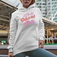 thumbnail image 2 of Girls Support Girls, Retro Women Empowerment Art Merch Gift, White Hooded Sweatshirt or Hoodie, Medium, 2 of 5