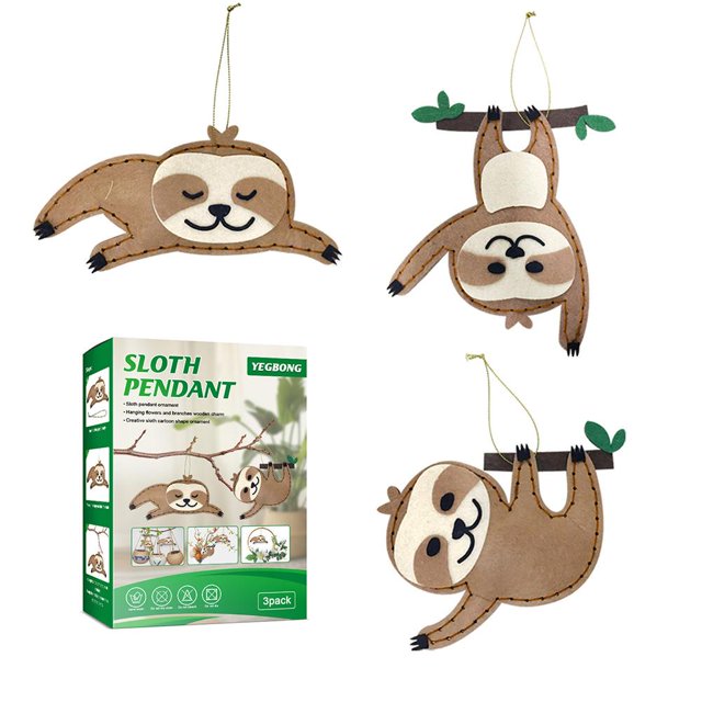Adornos colgantes de animales de la selva, 3 uds. Colgantes de perezoso, colgantes de perezoso, decoración de perezoso de fieltro, Ultra sensible
