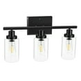 thumbnail image 1 of Ascher 3-Light Black Wall Sconce Modern Bathroom Vanity Light Fixtures with Clear Glass Shade, 1 of 9