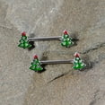 thumbnail image 2 of Body Candy 14G Womens Nipplerings Piercing 316L Steel 2Pc Red Accent Holiday Tree Nipple Ring Set 9/16", 2 of 3