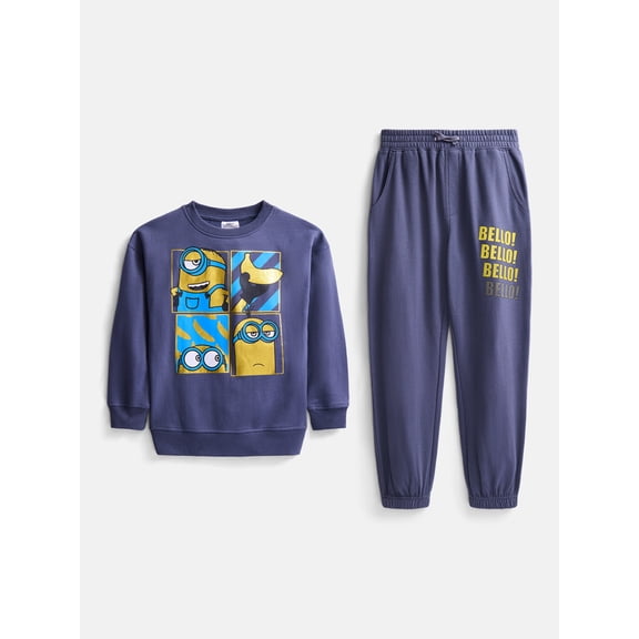 Minion Squares Little Boys & Big Boys 2 Piece Crewneck & Jogger Set, Sizes 4-18