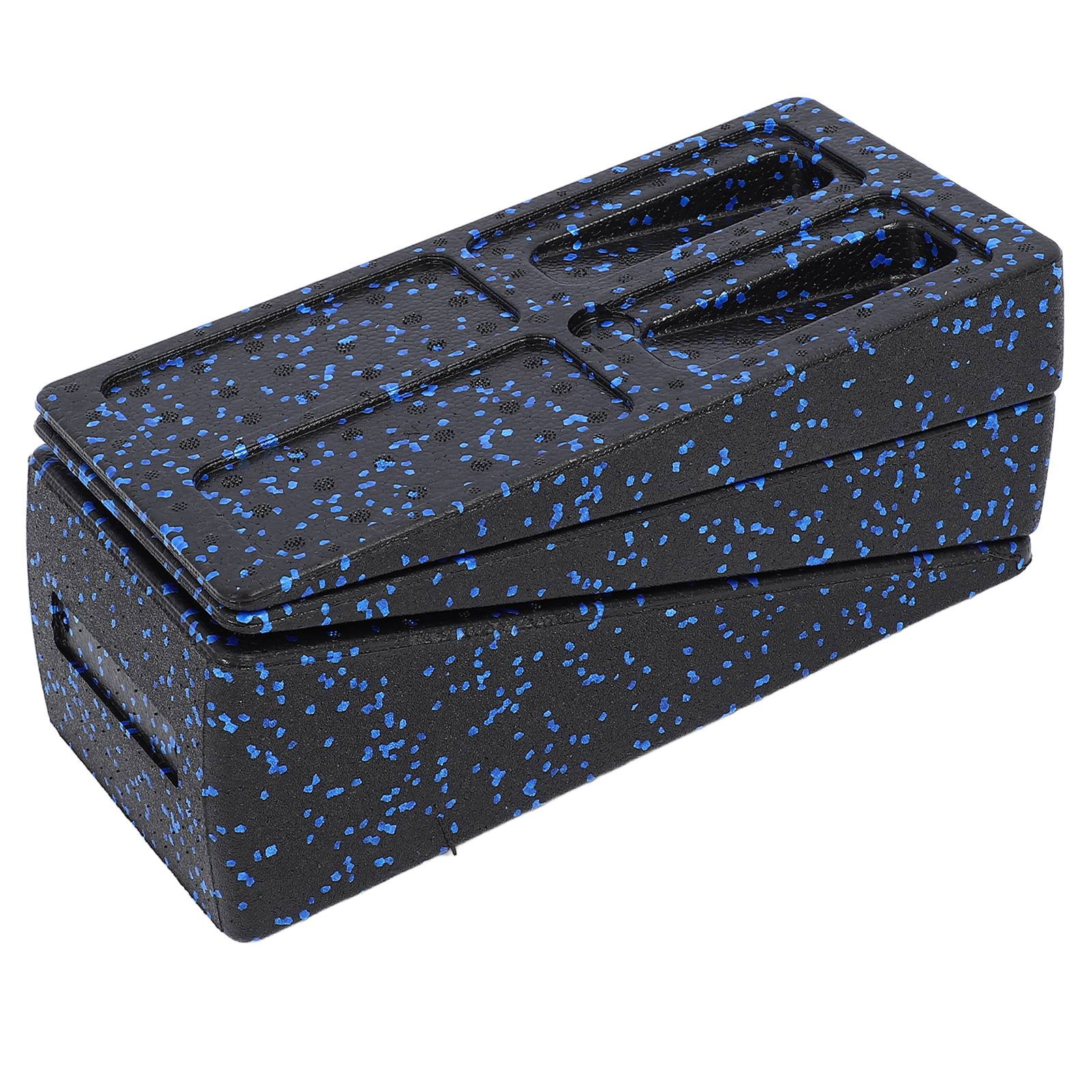 Suodoka 3-Piece Adjustable Squat Wedge Block Calf Stretcher Slant Board for Plantar Fasciitis Relief, Black/Blue (12.2 inches / 31 cm)