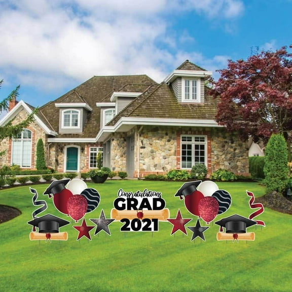 Red Sparkle Graduation Decorations Set, Red Graduation Party Supplies, 12 Pieces