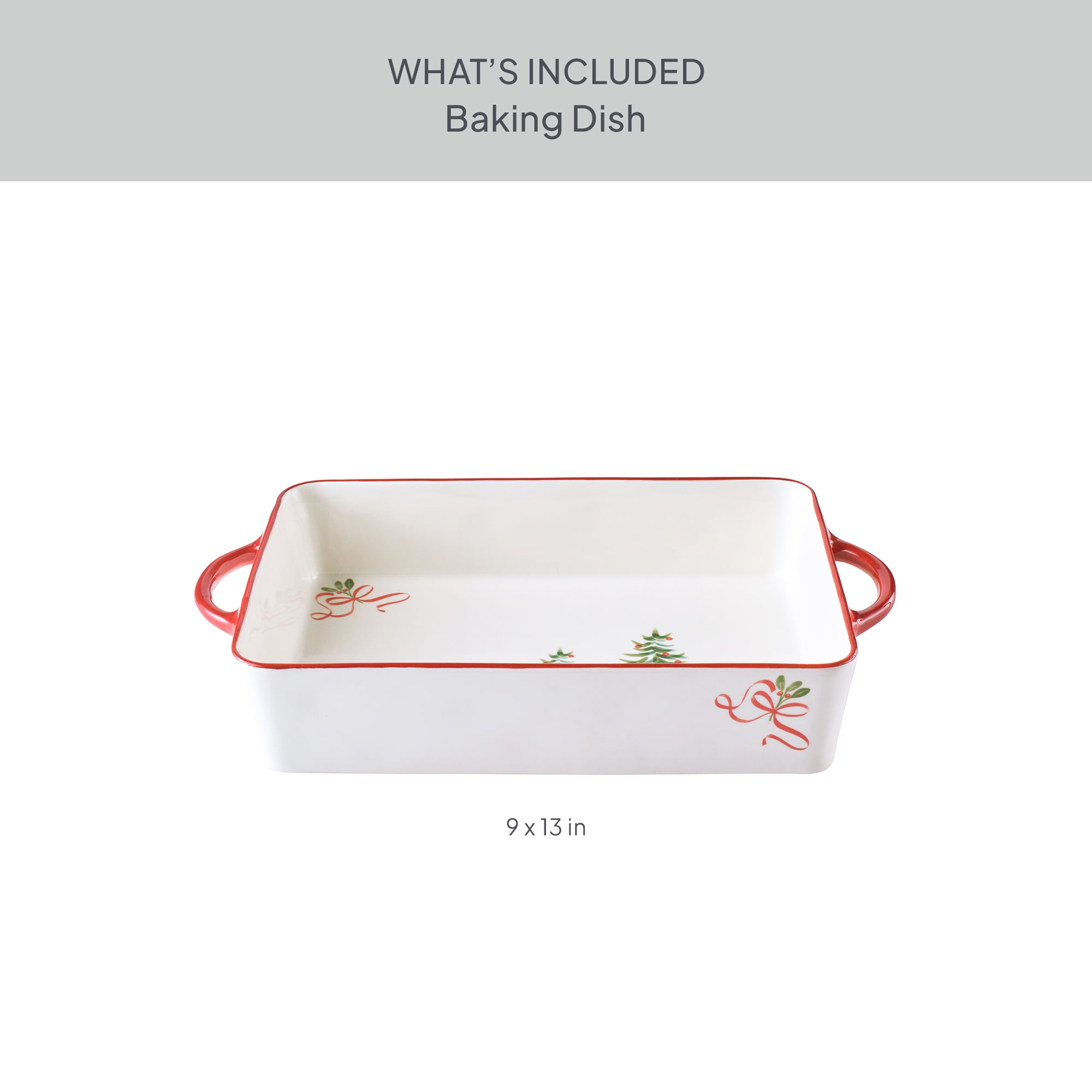 Better Homes & Gardens Holiday Pattern Stoneware Rectangular Baking Dish, 9" x 13"