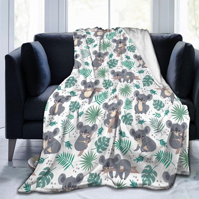 Manta de microfibra ultra suave Koala para sofá: mantas y mantas de franela suaves, cálidas, acogedoras, ligeras y mullidas para sofá cama, sala de estar, 50 x 60 pulgadas