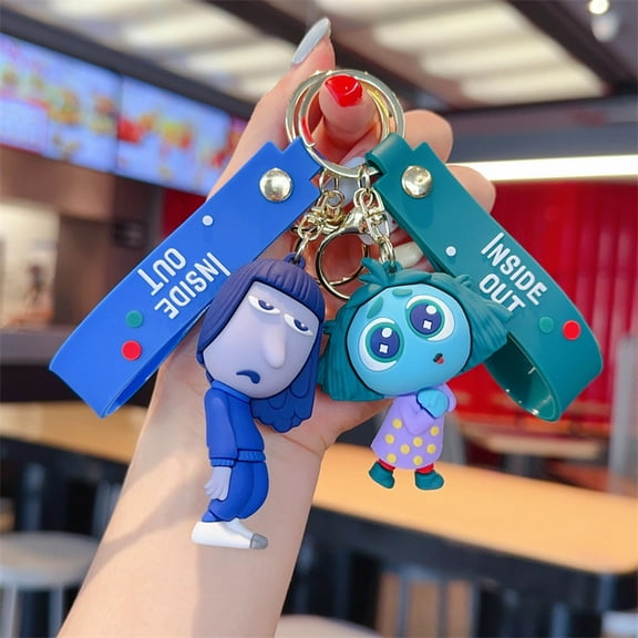 2Pcs Inside Out Theme 3D Silicone Charm， Cartoon Keychain ，Bag Pendant Accessories.