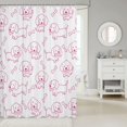 thumbnail image 2 of Manfei Kawaii Dachshund Shower Curtain 72Wx72L, Simple Bone Print Bathroom Curtain, White Magenta, 2 of 5