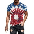 thumbnail image 2 of Shirts for Men under $5 Independence Day Printing Short Sleeve Round Neck Pullover Men's T-Shirt Shirts for Men Blue XXL, 2 of 5