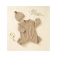 thumbnail image 6 of Cenuakty Baby Knit Jumpsuit Set, Long Sleeve Crew Neck Button Closure Solid Romper with Hat, 6 of 9