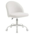thumbnail image 3 of Homall Home Office Chair Adjustable Vanity Chairs Mid Back Rolling Task Chairs for Bedroom, Living Room or Study,Teddy Velvet,White, 3 of 4